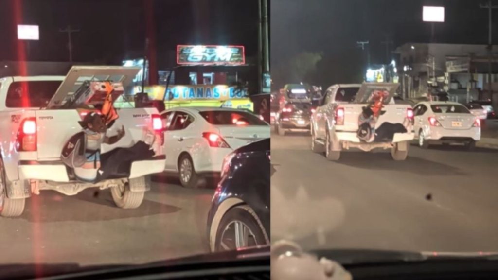 Viajar-colgado-de-una-camioneta-en-eloy-cavazos • Guadalupe Informa Hombre Viaja Colgado De Camioneta En Eloy Cavazos • Guadalupe Informa