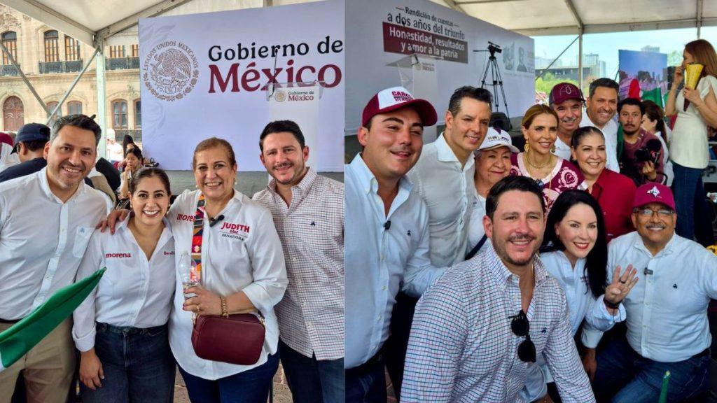 Group of People Posing for a Photo at a Government Event Under a 'gobierno De México' Banner in the Background. • Guadalupe Informa